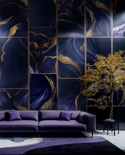 244x122 Blue Gold PVC Duvar Paneli